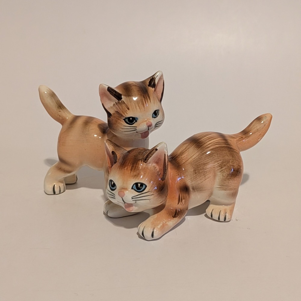 Vintage Kittens By Karen (?) Salt And Pepper Shakers Orange Tabby Cat Japan